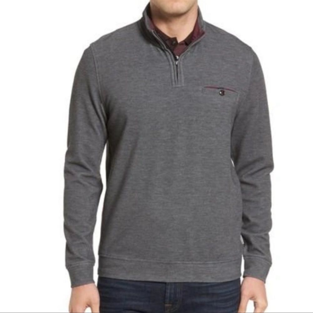 Ted Baker 'Valerio' Quarter Zip Pullover Size Gray 6 XXL